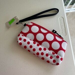Glove it ta dot red white polka dot nwt wristlet